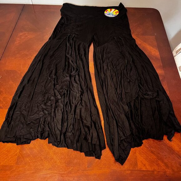 Jayli Black Handmade Wide-Leg Flow Pants made in Nepal fair trade - Picture 1 of 8